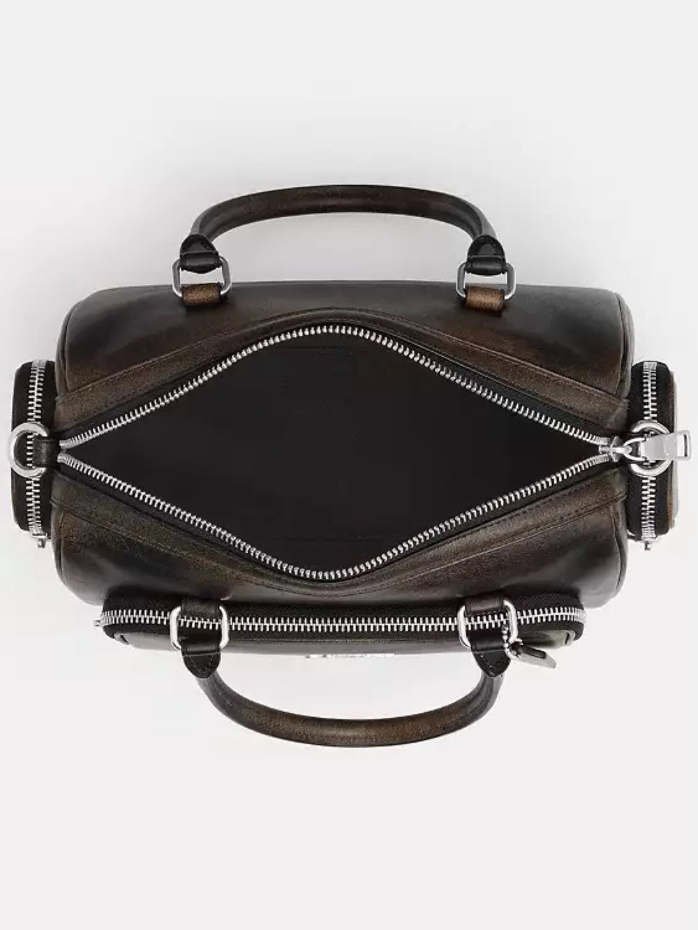 Coach Rowan Satchel Bag with Pockets in Loved Leather Silver/Black Brown NWT - Picture 4 of 12